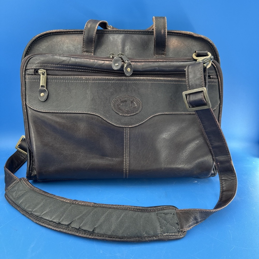 Vtg Dilana Santa Fe Full Grain Colombian Leather Laptop Briefcase Messenger Bag